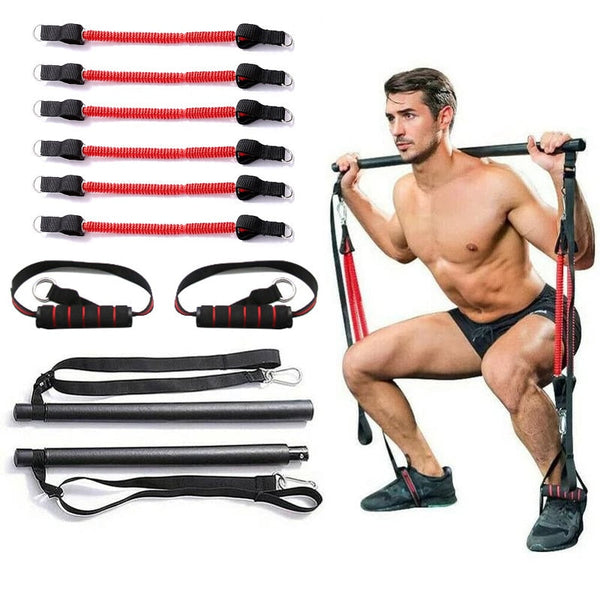 Pilates Resistance Band Stick Muscle Training Tension Bar Fitness Home Workout