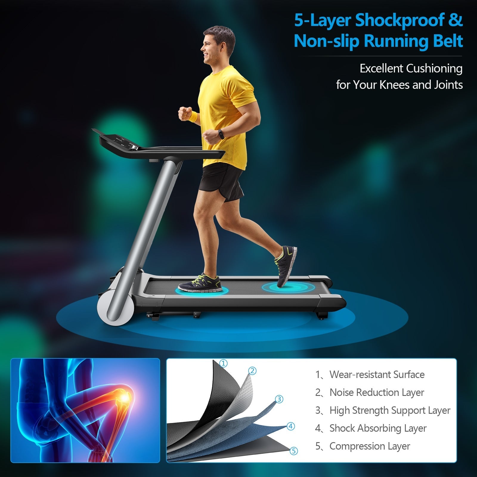 Italian Design Folding Treadmill Heart Rate Belt Fitness Home Running Machine