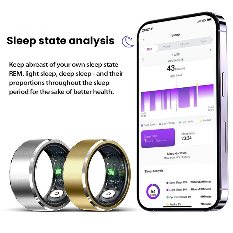 Smart Ring Heart Rate Sleep Fitness Tracker Waterproof 5ATM