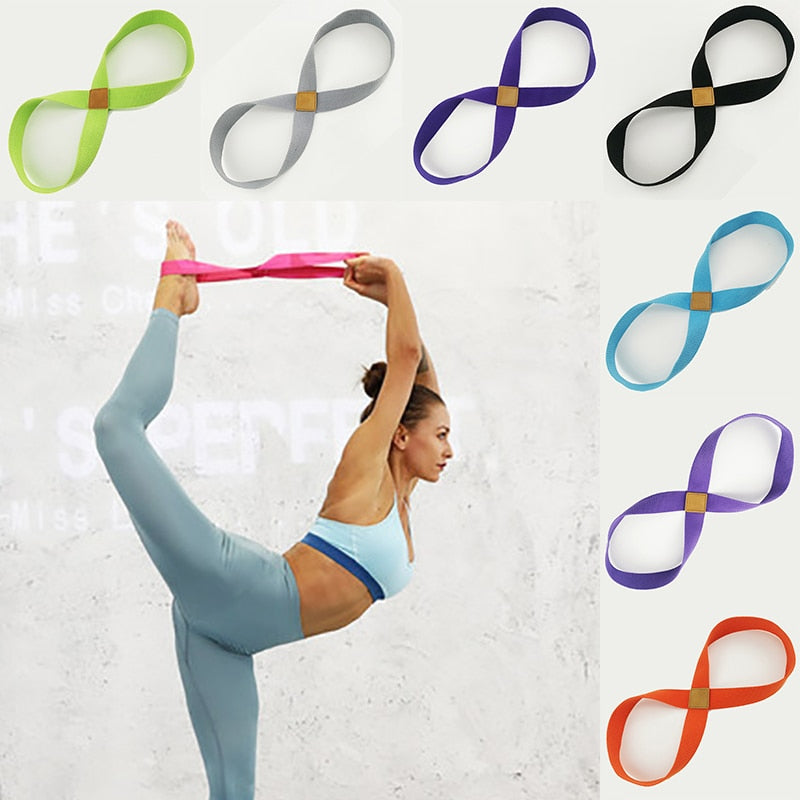 8-Shaped Yoga Stretch Strap Belt Pilates Fitness Flexibility Training Rope
