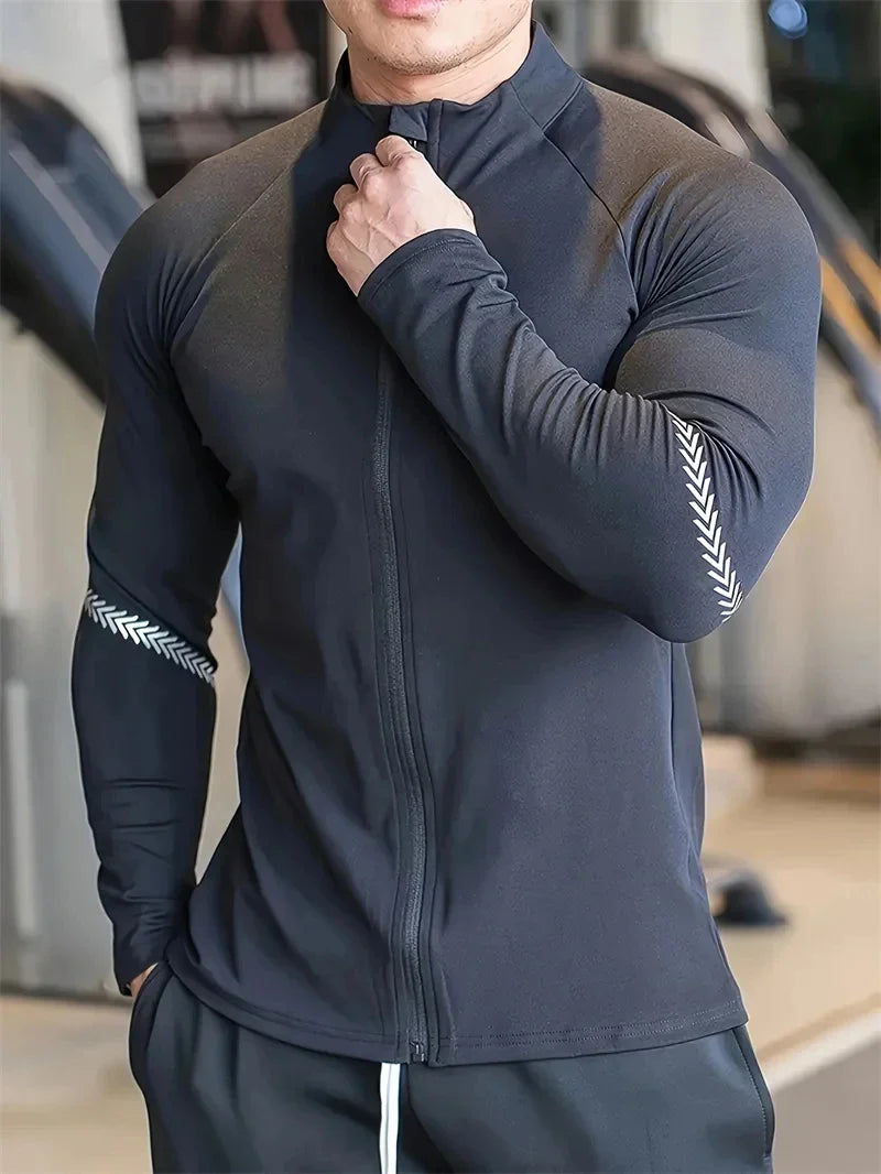 Men's Compression Sports Jacket Quick Dry Gym Running Fitness Activewear Top