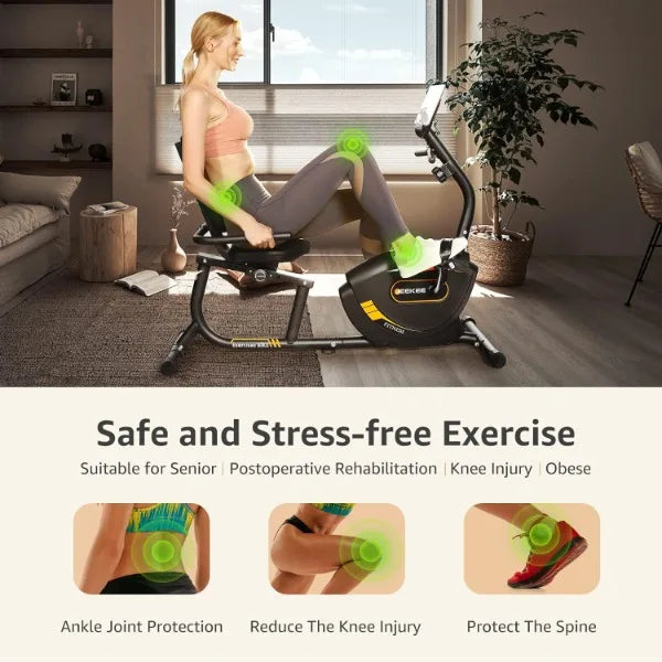 Recumbent Exercise Bike Magnetic Indoor Cycling Fitness Equipment for Home Adults