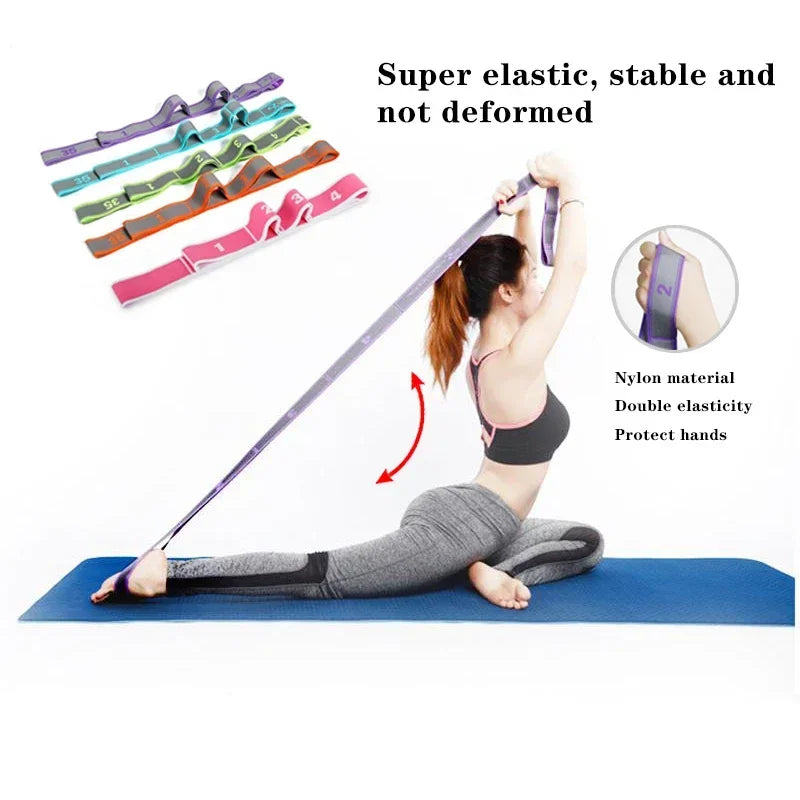 Yoga Stretch Strap Elastic Resistance Band Pilates Dance Flexibility Training