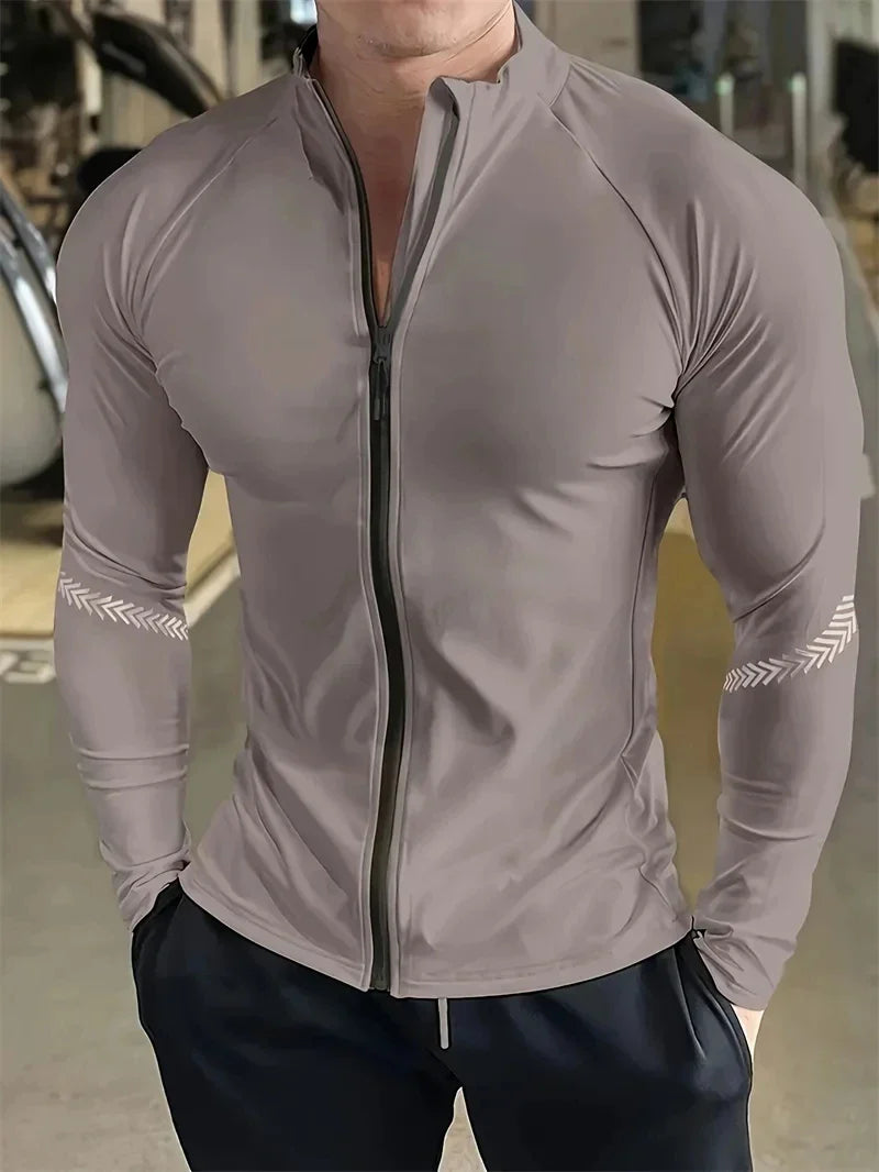 Men's Compression Sports Jacket Quick Dry Gym Running Fitness Activewear Top