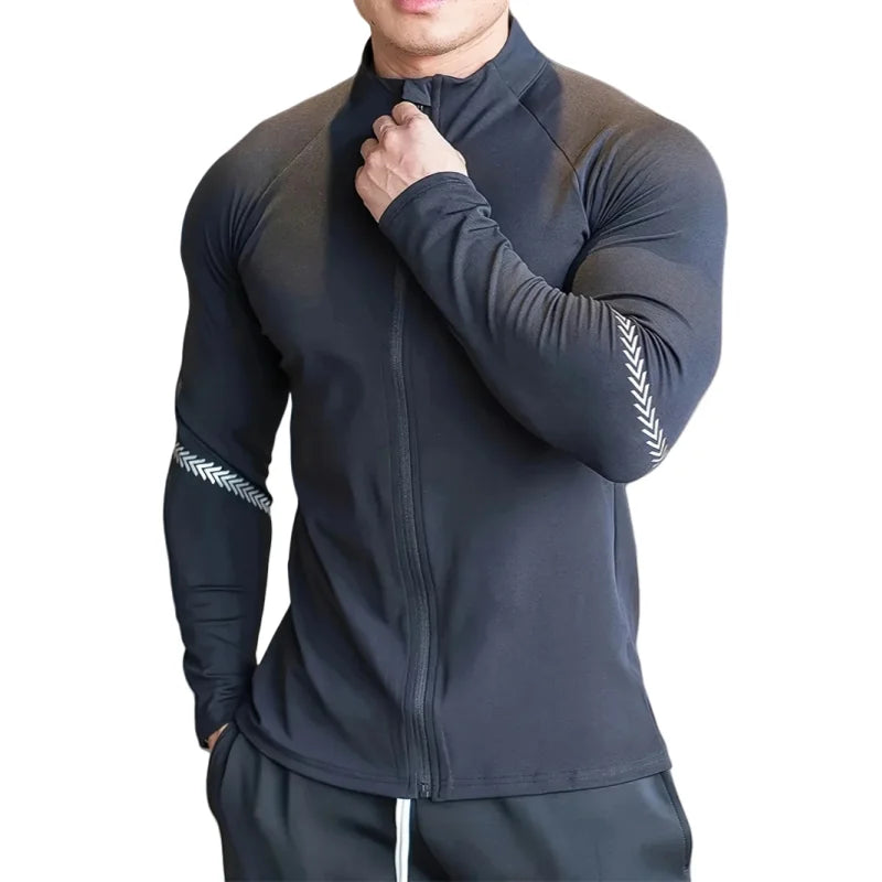 Men's Compression Sports Jacket Quick Dry Gym Running Fitness Activewear Top