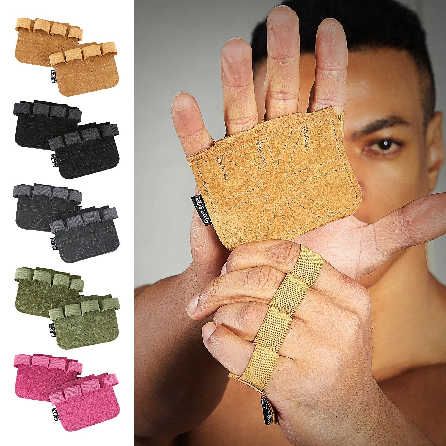 Leather Weight Lifting Gloves Palm Protection Gym Training Workout Grip