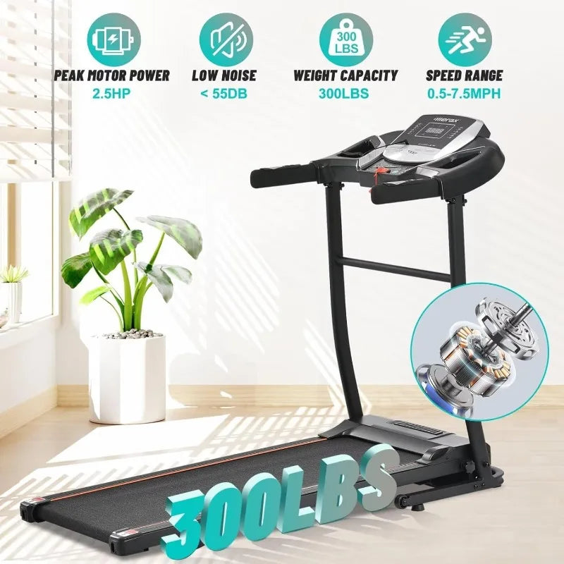 Merax Electric Folding Treadmill Motorized Running Machine with Built-In Speakers