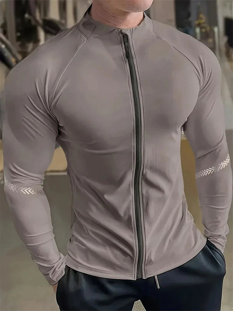 Men's Compression Sports Jacket Quick Dry Gym Running Fitness Activewear Top