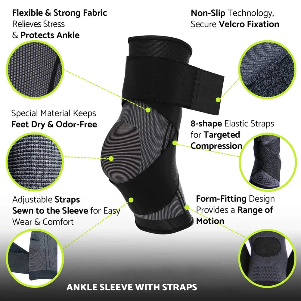 Sports Ankle Brace Compression Support Sleeve Elastic Foot Protection Gym Gear