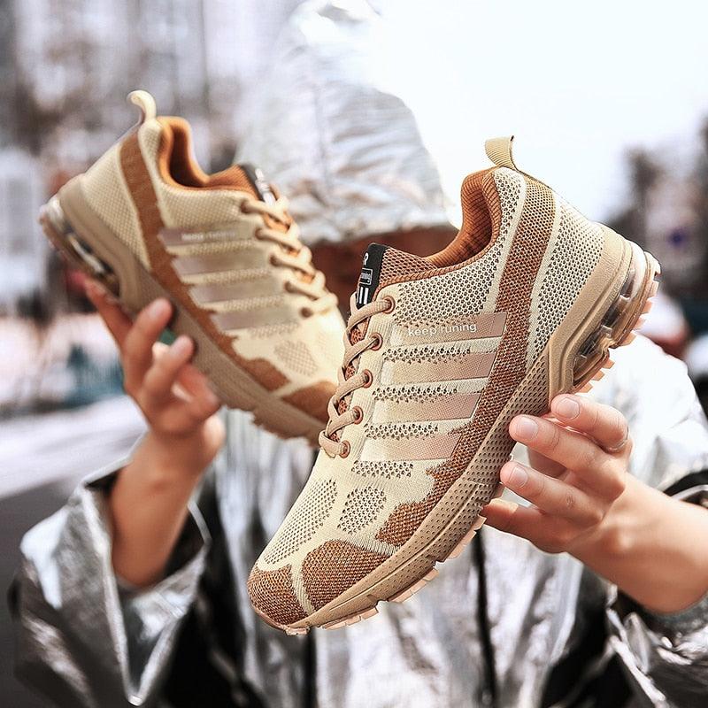 Men's Air Cushion Running Sneakers Breathable Lace-Up Athletic Jogging Shoes