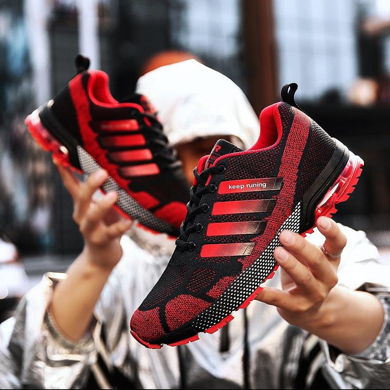 Men's Air Cushion Running Sneakers Breathable Lace-Up Athletic Jogging Shoes