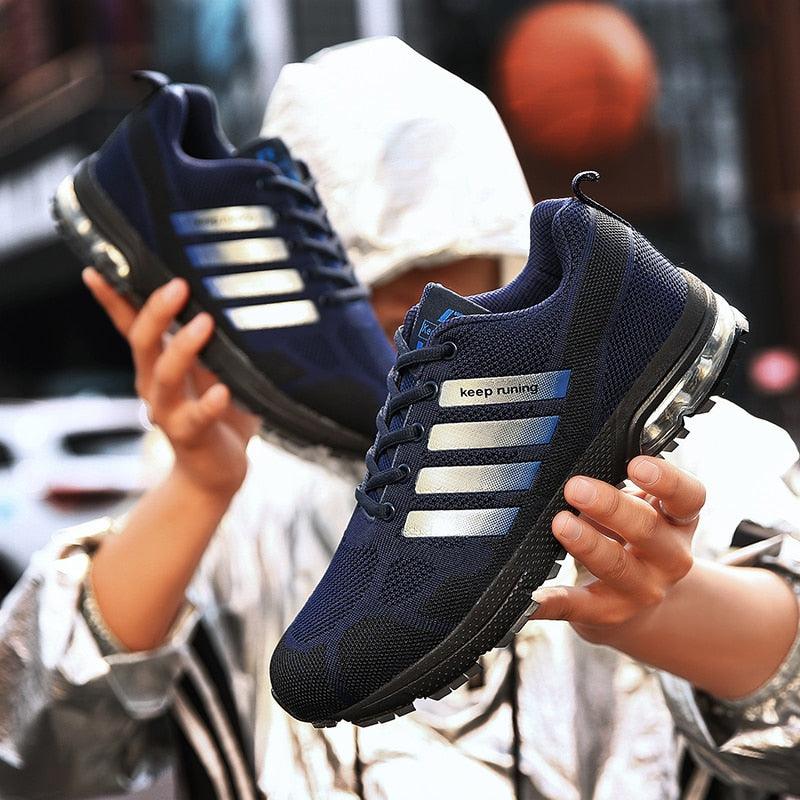 Men's Air Cushion Running Sneakers Breathable Lace-Up Athletic Jogging Shoes