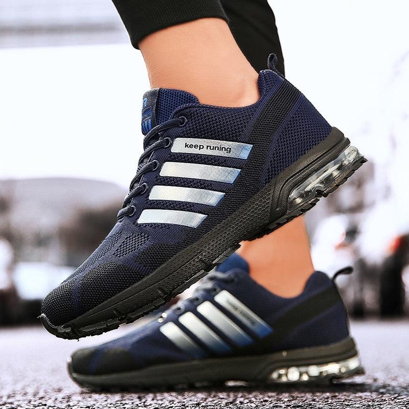 Men's Air Cushion Running Sneakers Breathable Lace-Up Athletic Jogging Shoes