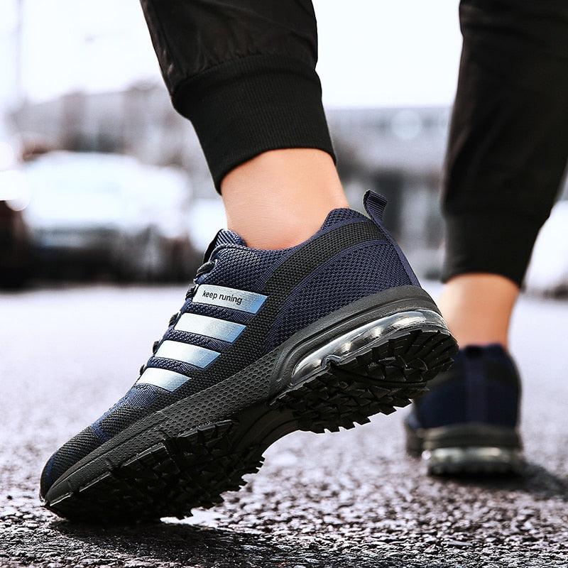 Men's Air Cushion Running Sneakers Breathable Lace-Up Athletic Jogging Shoes