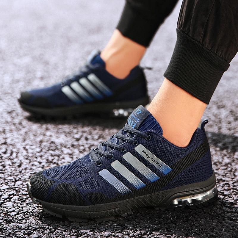 Men's Air Cushion Running Sneakers Breathable Lace-Up Athletic Jogging Shoes