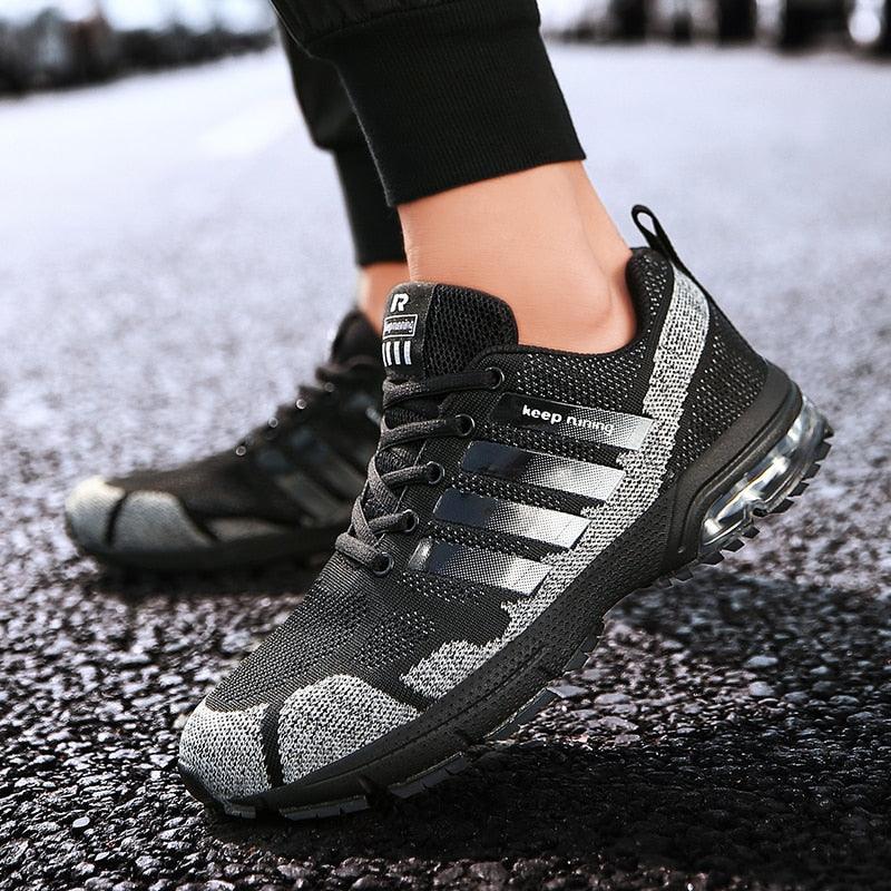 Men's Air Cushion Running Sneakers Breathable Lace-Up Athletic Jogging Shoes