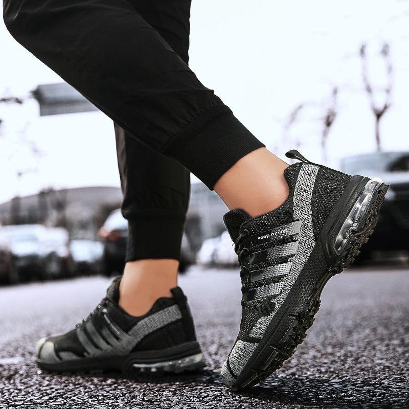 Men's Air Cushion Running Sneakers Breathable Lace-Up Athletic Jogging Shoes