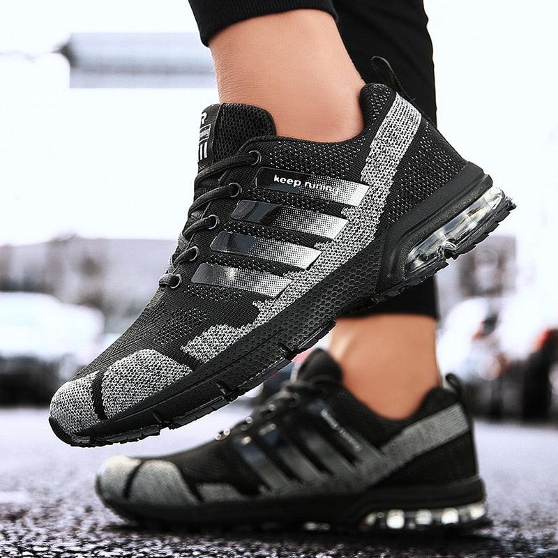 Men's Air Cushion Running Sneakers Breathable Lace-Up Athletic Jogging Shoes