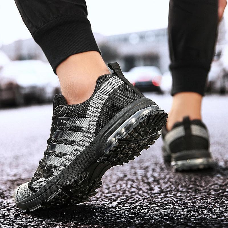 Men's Air Cushion Running Sneakers Breathable Lace-Up Athletic Jogging Shoes