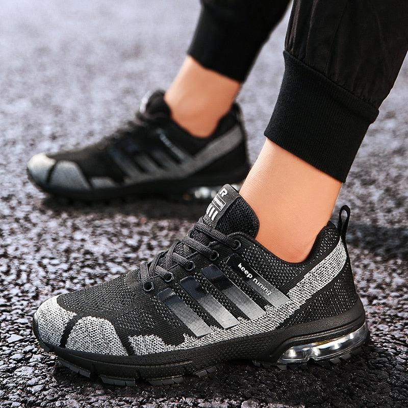 Men's Air Cushion Running Sneakers Breathable Lace-Up Athletic Jogging Shoes