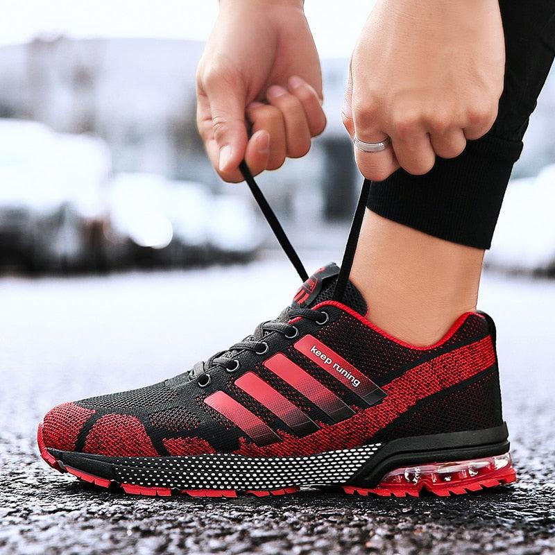 Men's Air Cushion Running Sneakers Breathable Lace-Up Athletic Jogging Shoes
