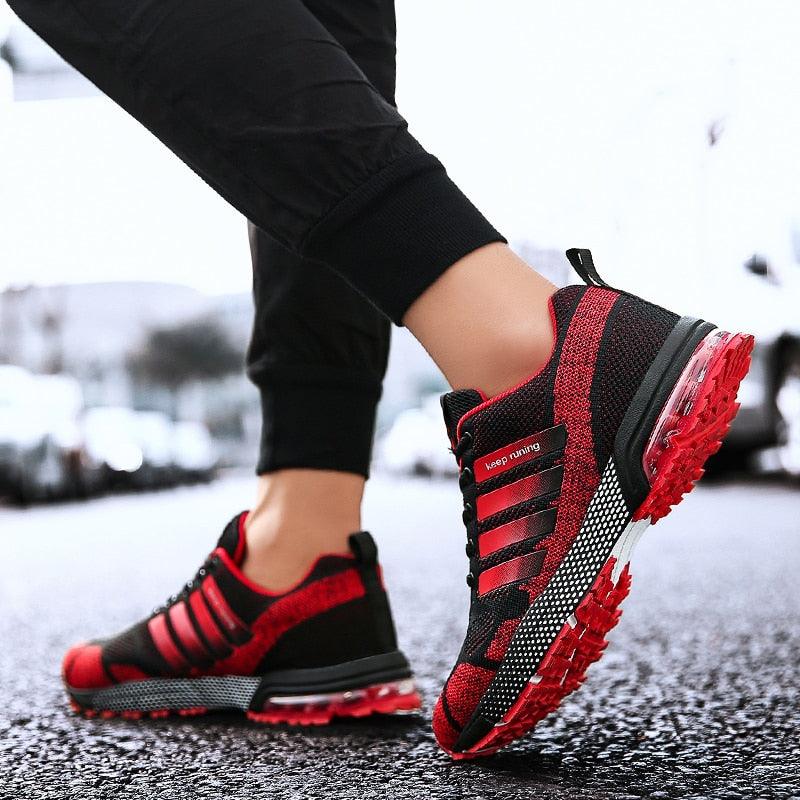 Men's Air Cushion Running Sneakers Breathable Lace-Up Athletic Jogging Shoes