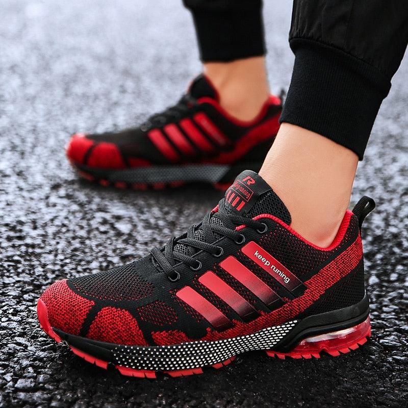 Men's Air Cushion Running Sneakers Breathable Lace-Up Athletic Jogging Shoes