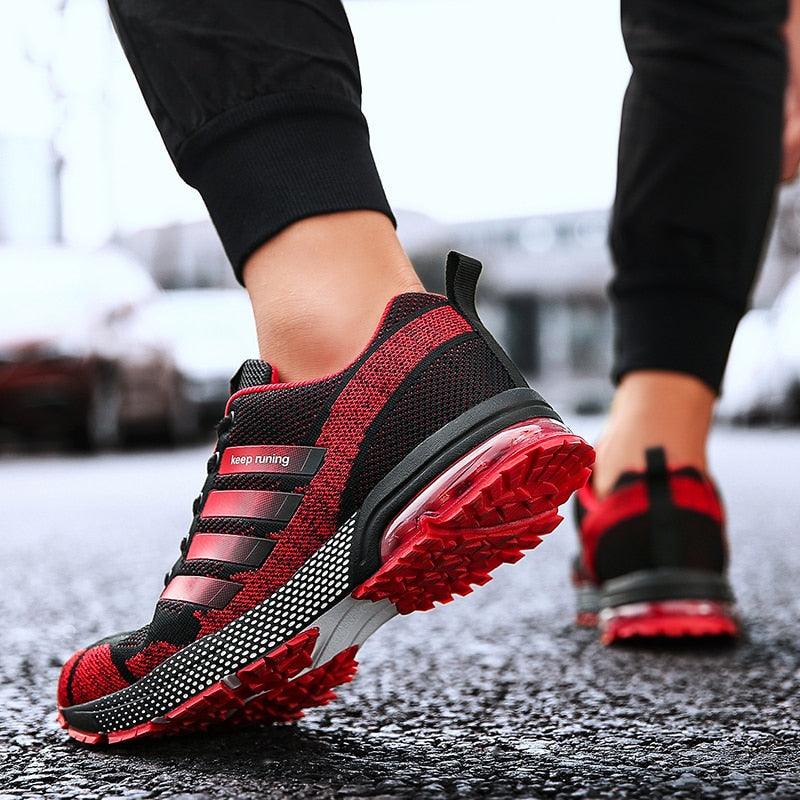 Men's Air Cushion Running Sneakers Breathable Lace-Up Athletic Jogging Shoes