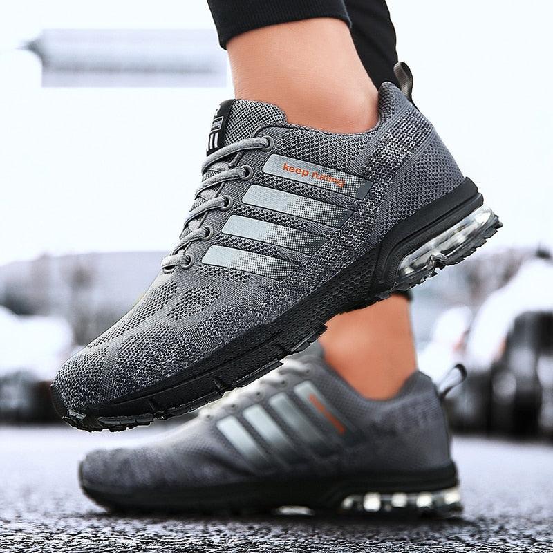Men's Air Cushion Running Sneakers Breathable Lace-Up Athletic Jogging Shoes