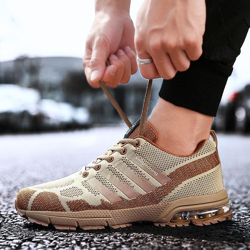 Men's Air Cushion Running Sneakers Breathable Lace-Up Athletic Jogging Shoes