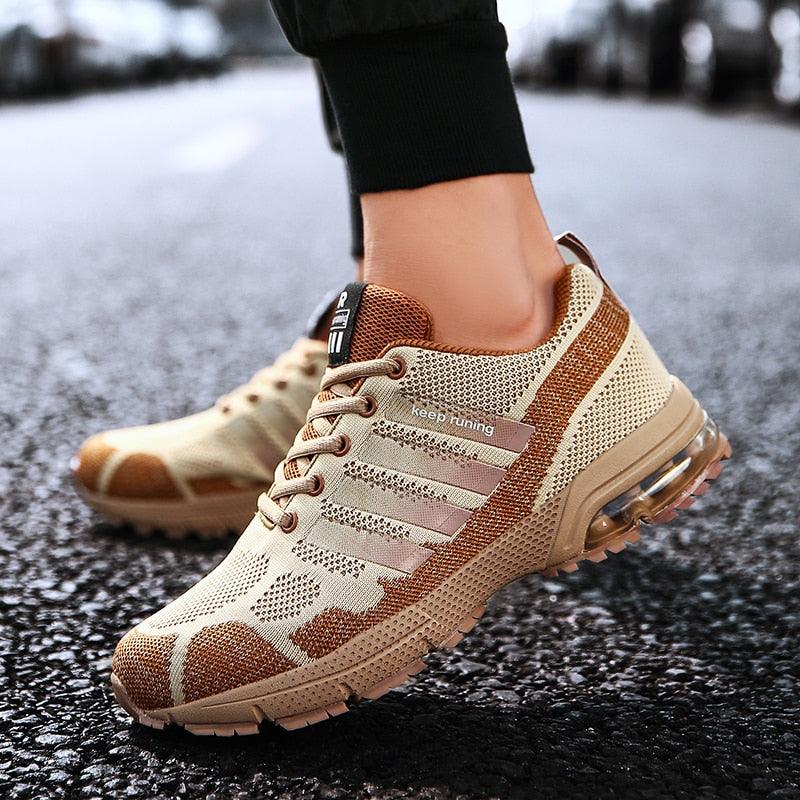 Men's Air Cushion Running Sneakers Breathable Lace-Up Athletic Jogging Shoes