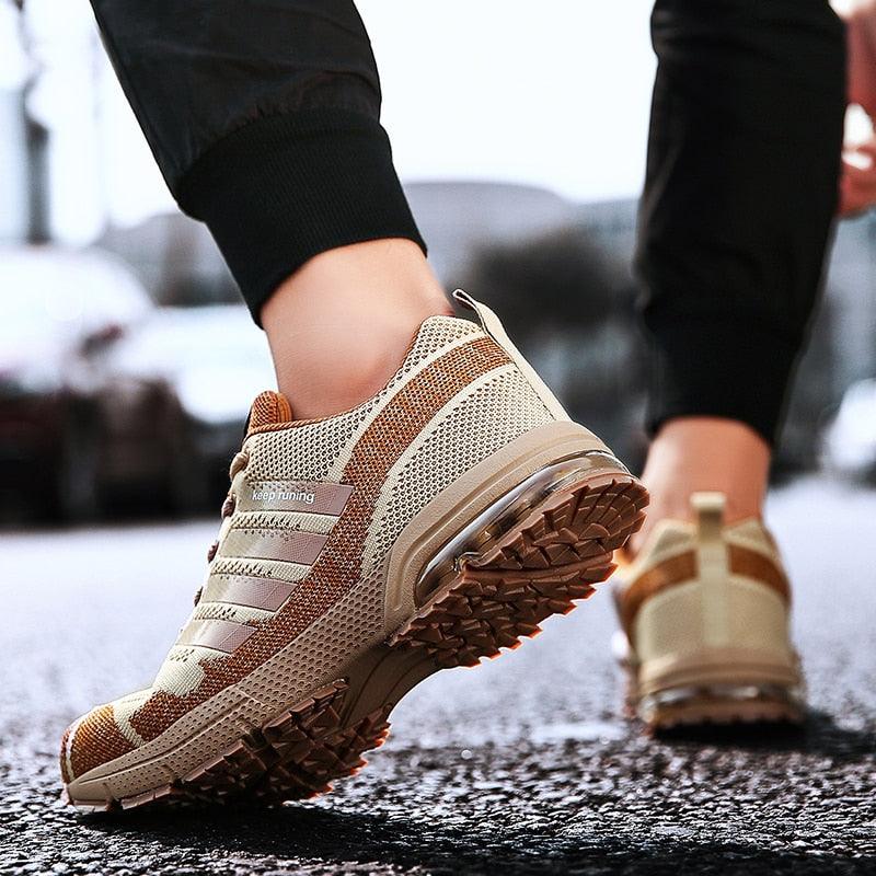 Men's Air Cushion Running Sneakers Breathable Lace-Up Athletic Jogging Shoes