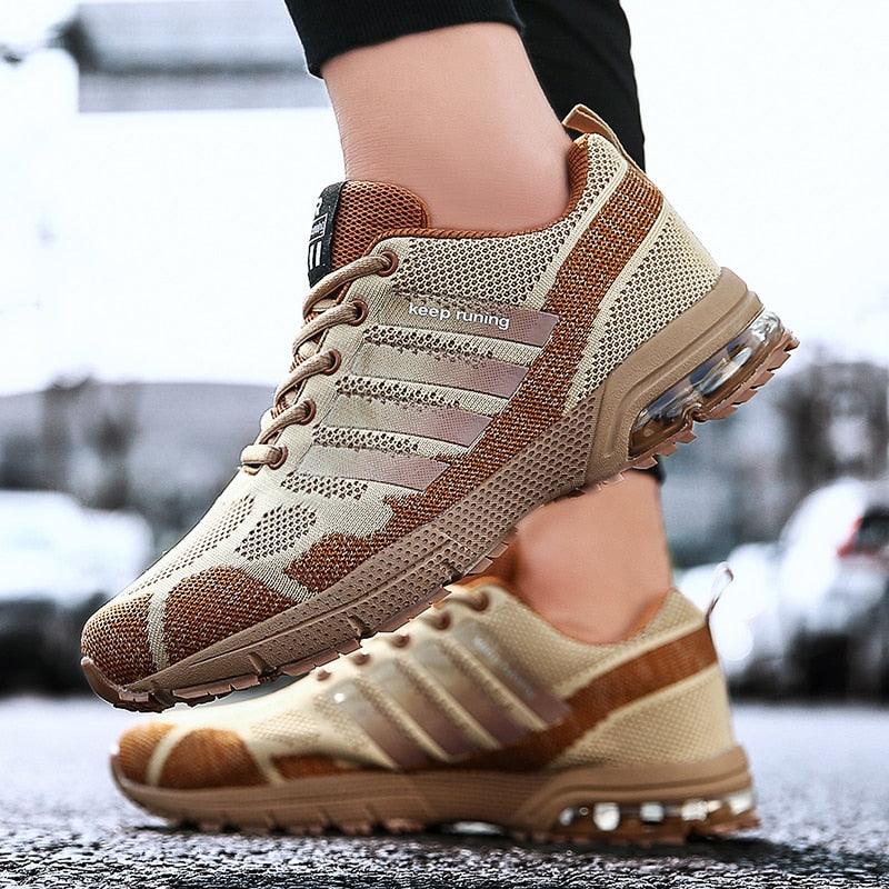 Men's Air Cushion Running Sneakers Breathable Lace-Up Athletic Jogging Shoes