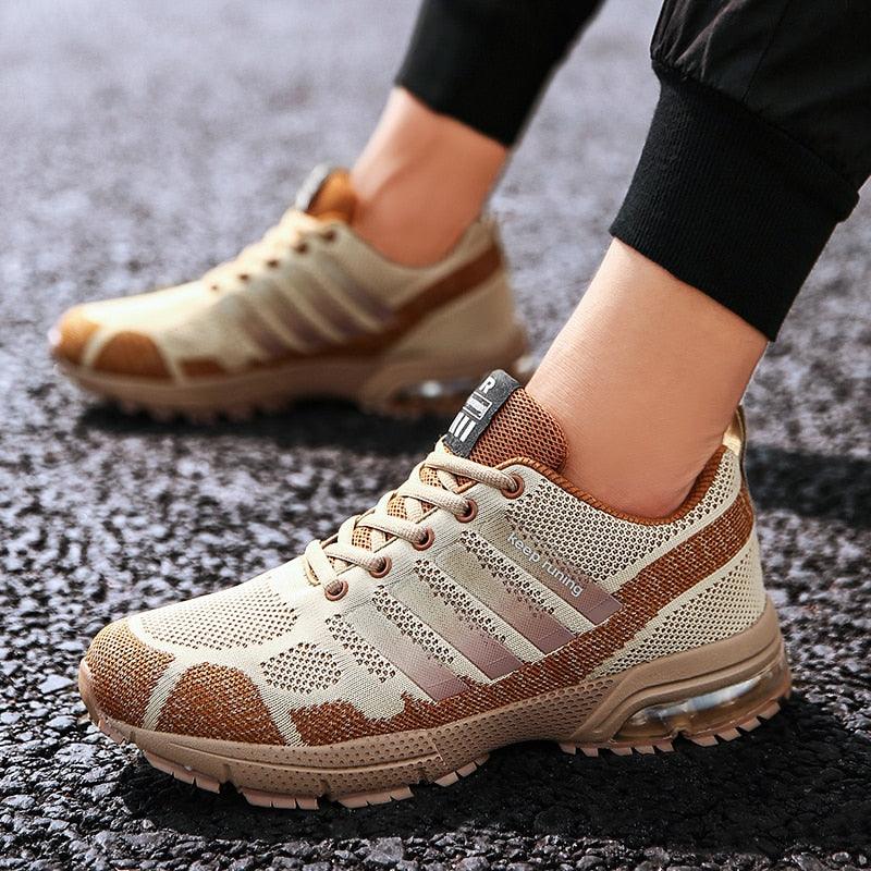 Men's Air Cushion Running Sneakers Breathable Lace-Up Athletic Jogging Shoes