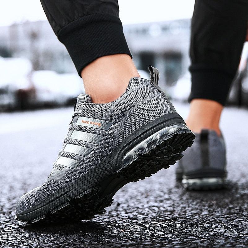 Men's Air Cushion Running Sneakers Breathable Lace-Up Athletic Jogging Shoes