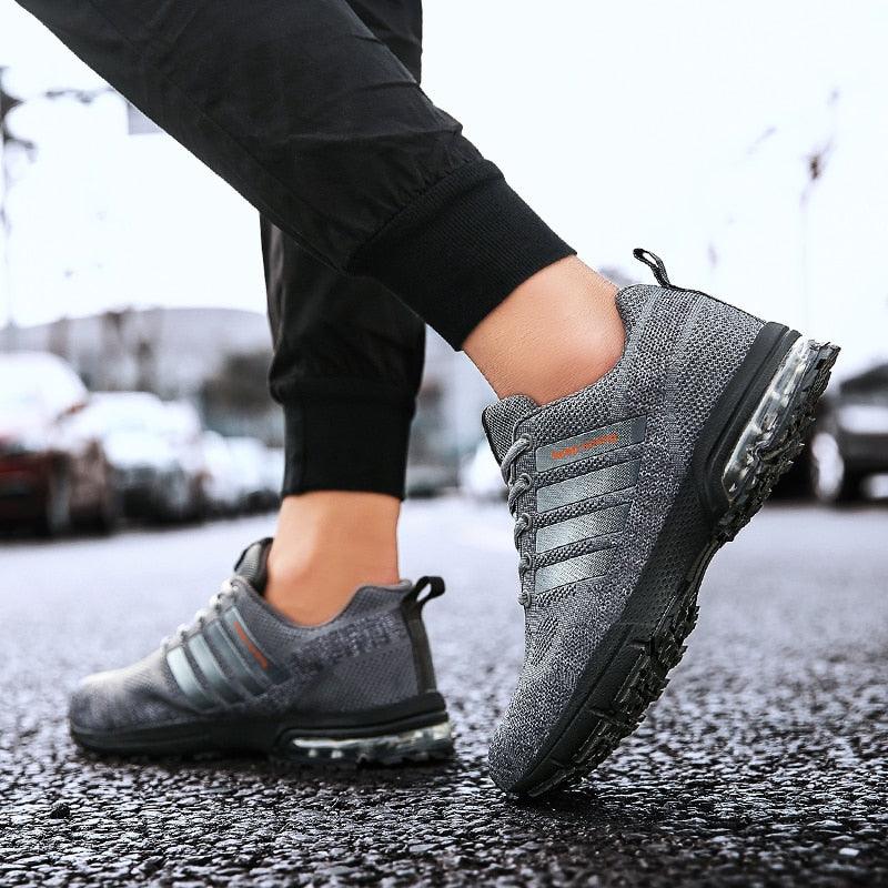 Men's Air Cushion Running Sneakers Breathable Lace-Up Athletic Jogging Shoes