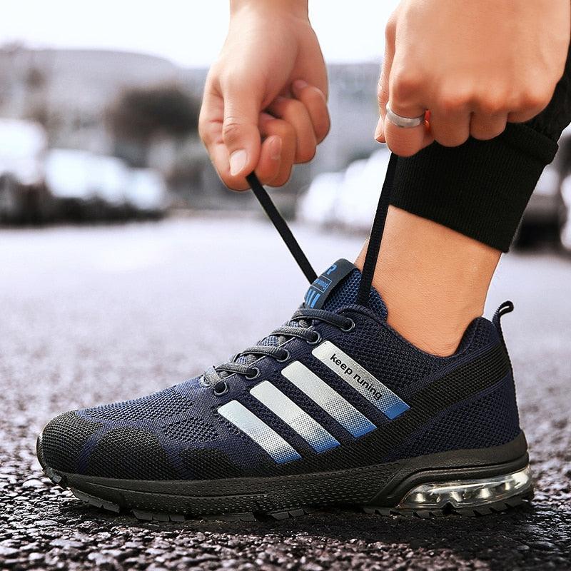 Men's Air Cushion Running Sneakers Breathable Lace-Up Athletic Jogging Shoes