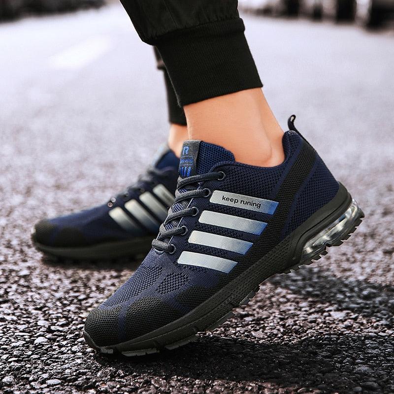 Men's Air Cushion Running Sneakers Breathable Lace-Up Athletic Jogging Shoes