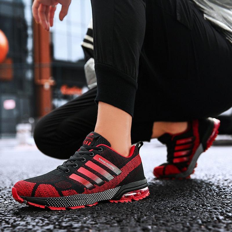 Men's Air Cushion Running Sneakers Breathable Lace-Up Athletic Jogging Shoes