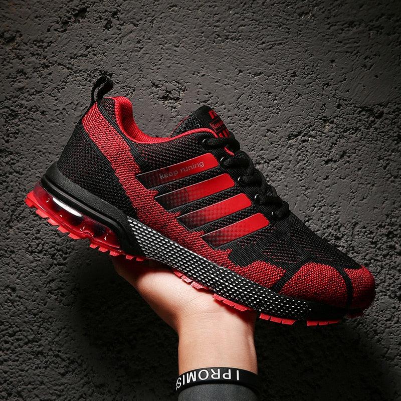 Men's Air Cushion Running Sneakers Breathable Lace-Up Athletic Jogging Shoes