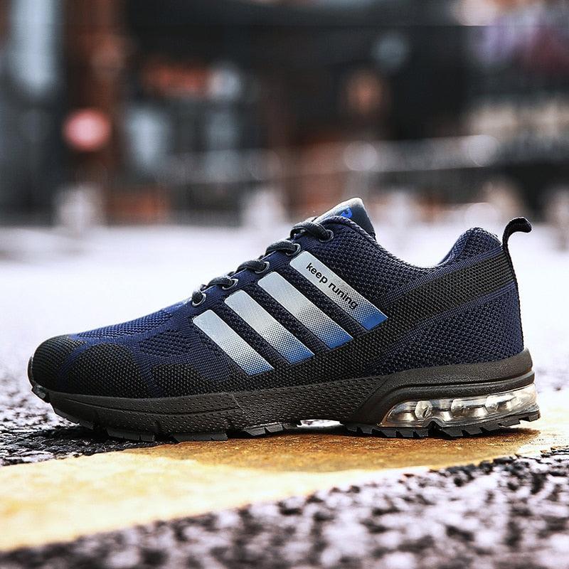 Men's Air Cushion Running Sneakers Breathable Lace-Up Athletic Jogging Shoes