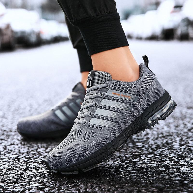 Men's Air Cushion Running Sneakers Breathable Lace-Up Athletic Jogging Shoes