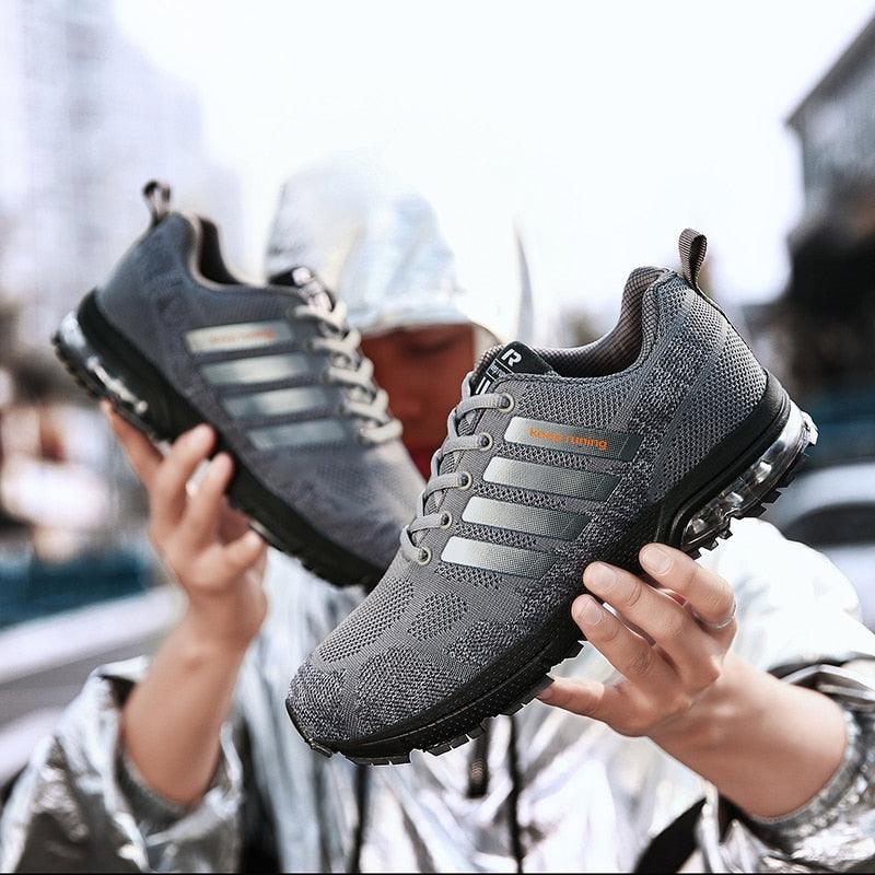 Men's Air Cushion Running Sneakers Breathable Lace-Up Athletic Jogging Shoes