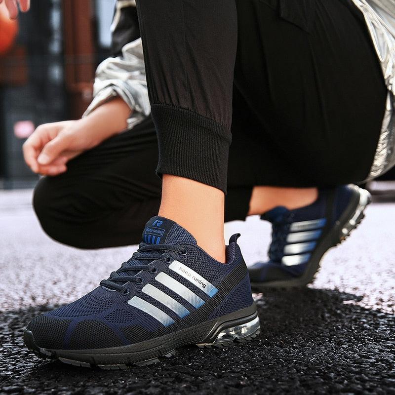 Men's Air Cushion Running Sneakers Breathable Lace-Up Athletic Jogging Shoes