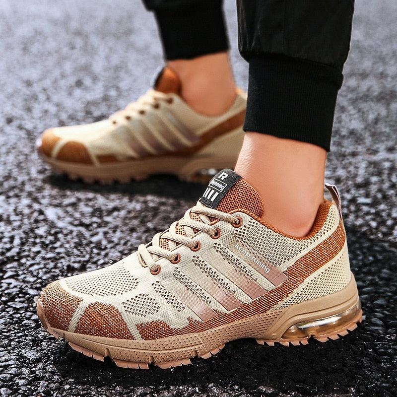 Men's Air Cushion Running Sneakers Breathable Lace-Up Athletic Jogging Shoes
