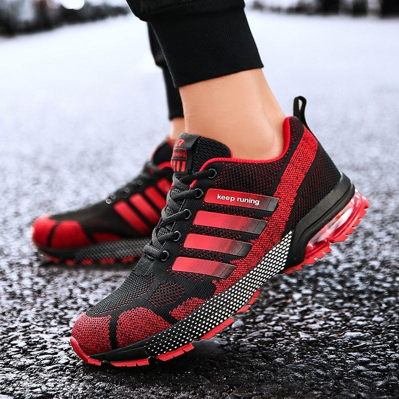 Men's Air Cushion Running Sneakers Breathable Lace-Up Athletic Jogging Shoes