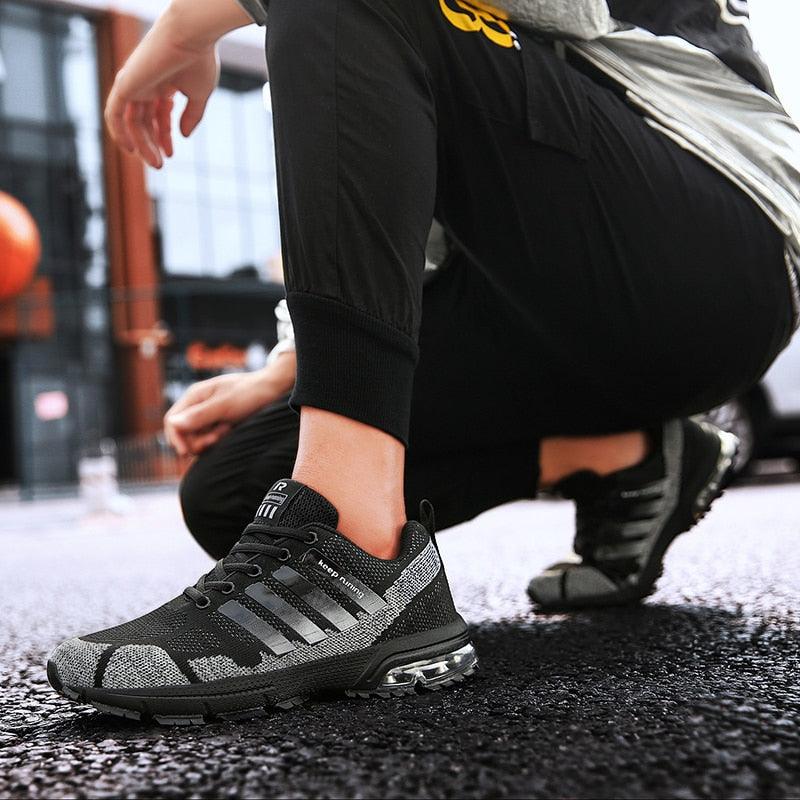 Men's Air Cushion Running Sneakers Breathable Lace-Up Athletic Jogging Shoes