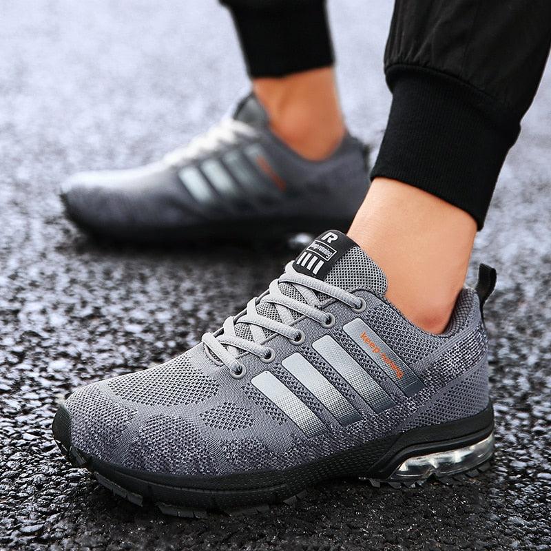 Men's Air Cushion Running Sneakers Breathable Lace-Up Athletic Jogging Shoes