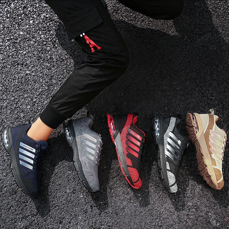 Men's Air Cushion Running Sneakers Breathable Lace-Up Athletic Jogging Shoes