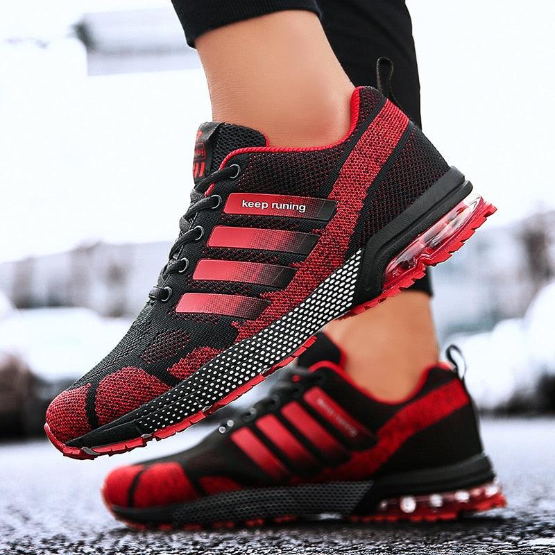 Men's Air Cushion Running Sneakers Breathable Lace-Up Athletic Jogging Shoes